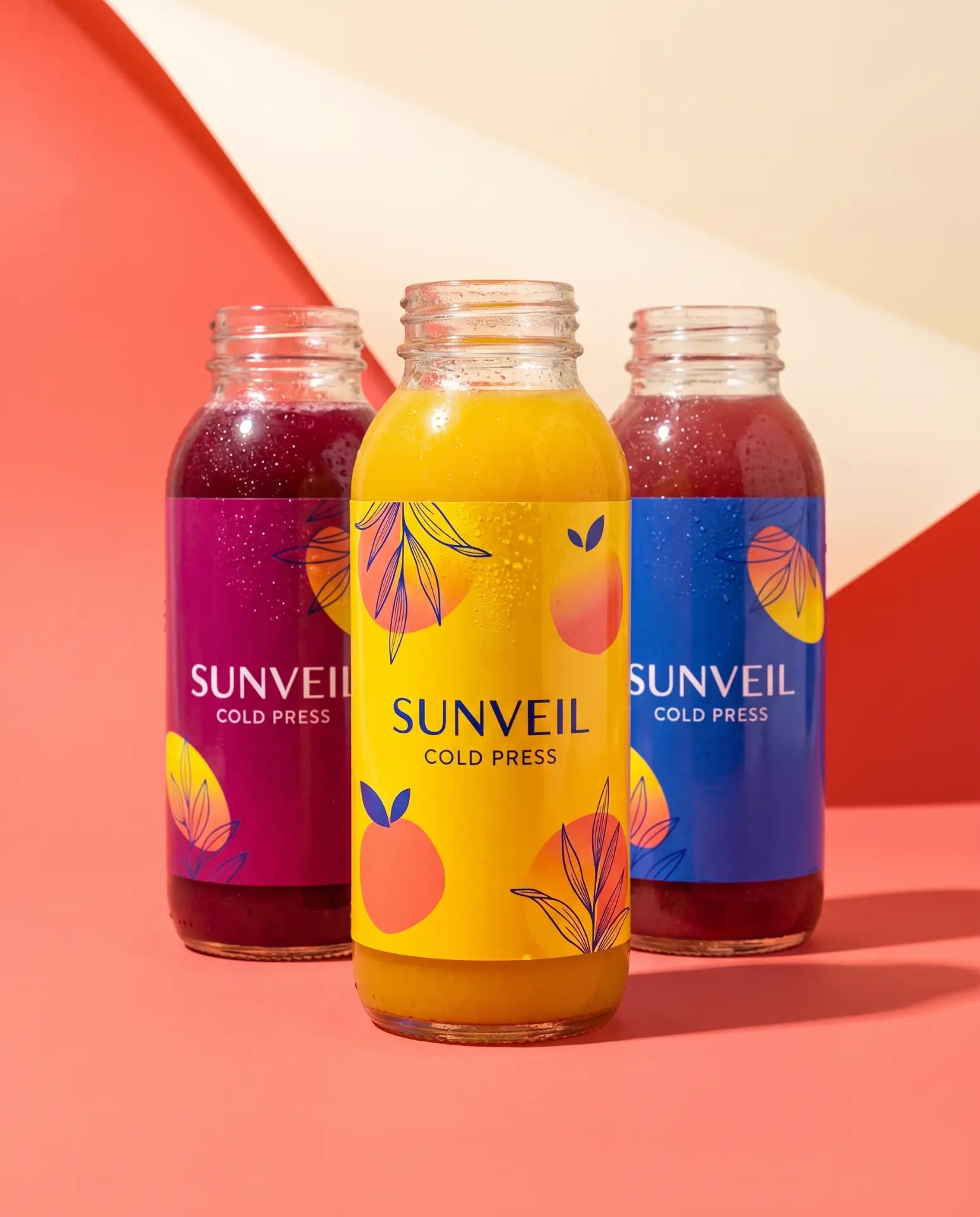 Colourful custom beverage bottle labels