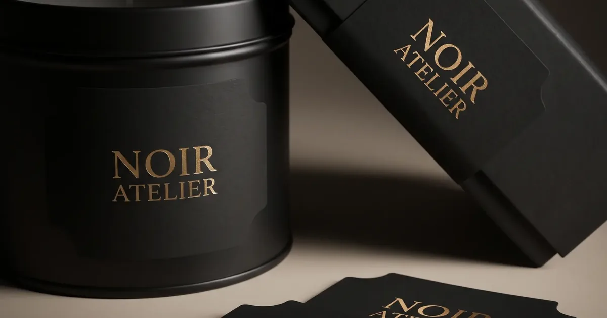 Detailed premium black labels showing crisp printed lettering